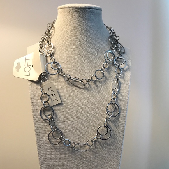 NWT LOFT Circle and Oval Necklace - Picture 1 of 2